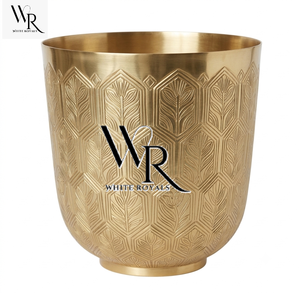 Table Top Decorative Centrepiece <b>Artificial</b> <b>Flower</b> Pot Golden Powder Coated Metal Durable <b>Flower</b> Pots for Home Living Room Decor - Product Image 1