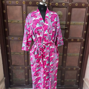 Robes Kimono en Coton de Qualité Supérieure pour Femmes, Conception Personnalisée, Manches Longues, Longueur Genou, Tissu Tricoté, Respirant Printemps/Été - Product Image 1