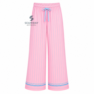 Ensemble de pyjama rayé pour femmes Gamma Phi Delta, pyjama à manches longues boutonné sur le devant, pyjama de détente avec bordure contrastée et pantalon à cordon de serrage - Product Image 4