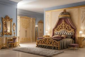 Meubles de chambre à coucher de luxe sculptés à la main, lit de style classique avec chevets, style français, lit de taille Queen - Product Image 4