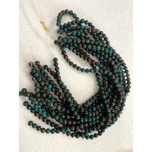 Perles rondes en crystaux naturels de crisocolle de première qualité, en gros, pour bijoux fantaisie et Feng Shui - Product Image 2