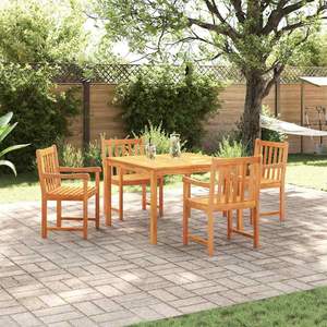 Juego de comedor de jardín de madera maciza de acacia marrón de 5 piezas - Product Image 1