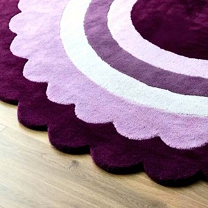 Purple Scalloped <b>Round</b> Area Rug Soft Plush <b>Carpet</b> Modern Hand Tufted Circle Rug for Living Room Bedroom Stylish Home Decor - Product Image 3
