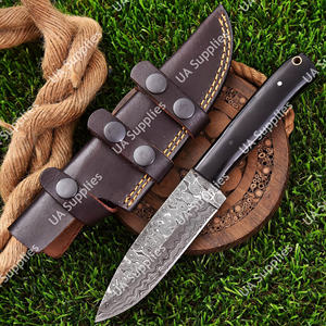 มีดทำมือเหล็กดามัสกัสทรงหยดน้ำ ด้ามไมคาร์ต้า คมกริบ สำหรับล่าสัตว์ ตั้งแคมป์ พกพาประจำวัน งานอุตสาหกรรม DIY - Product Image 2