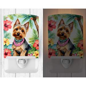 Nueva luz nocturna de cerámica compacta con certificación UL Silky Terrier Luau 6x4x3 Multicolor para dormitorio, baño, guardería, pasillo, cocina - Product Image 2