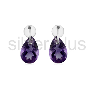 Hot Arrival 18K Rose Gold Natural Amethyst Ear Flats Pear Drop Floating Mini <b>Studs</b> Solid with Wholesale Price for Earrings - Product Image 2