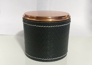 กระปุกเทียนหนังเทียมพร้อมฝาสีโรสโกลด์ - Product Image 6
