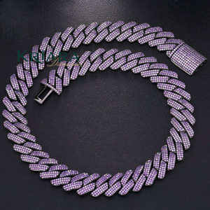 S925 Luxury Men's Gold Plated Moissanite Link <b>Chain</b> Necklace Round Brilliant Cut Micro Pave Everyday Wear - Product Image 5