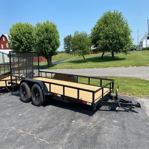 Utility <b>Trailer</b> Wood Deck Black Metal Frame 4x8 Flatbed with Side Rails and Rear Gate for Hauling Cargo - Product Image 3
