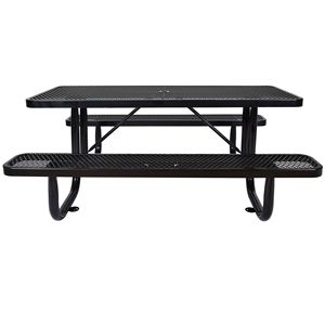 Tavolo da Picnic Rettangolare in Acciaio Nero da 6 Piedi per Esterni con Supporto per Ombrellone - Product Image 5
