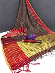 Sari de seda de la mejor calidad con blusa de seda que brinda un aspecto atractivo en todas las ocasiones como bodas, fiestas y festivales. - Product Image 5