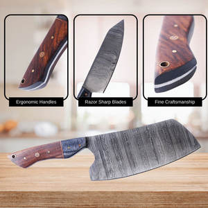 Coffrets de couteaux de chef en acier Damas, qualité professionnelle, outils de cuisine idéaux pour les chefs, les restaurants et les studios culinaires - Product Image 4