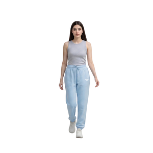 Pantalon de survêtement décontracté pour femme, bleu ciel, coupe droite, taille haute, ajusté, respirant, en mélange de coton, confortable pour le quotidien - Product Image 1