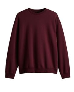 Vente en gros OEM & ODM XL Motif imprimé ample en coton mélangé côtelé à manches longues de couleur bordeaux de qualité supérieure pour hommes, col en O personnalisé - Product Image 2