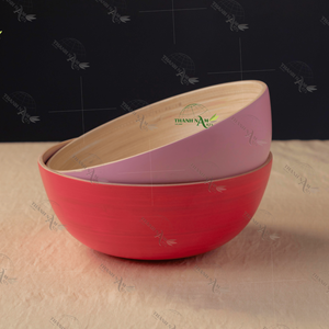 Custom Large Salad <b>Bowl</b> Quality Durable Vietnamese Handicraft Spun Bamboo Dinnerware Set Disposable Kitchen <b>Picnic</b> Food Serving - Product Image 1