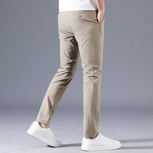 Pantalon habillé décontracté pour homme, léger, taille mi-haute, coupe droite, coupe ajustée, extensible, coupe-vent, respirant, hiver, 100% coton, lavable - Product Image 2