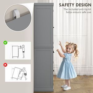 Armadio dispensa grigio autoportante da 184 cm con ante e ripiani per la conservazione degli alimenti - Product Image 6
