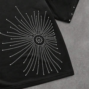 เสื้อยืดผู้ชายดีไซน์ล่าสุดขายส่ง ประดับเพชร สไตล์สตรีทแวร์ คอกลมทรงโอเวอร์ไซส์ ฮิปฮอป ระบายอากาศได้ดี - Product Image 3