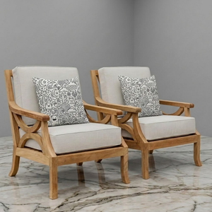 Fauteuil de jardin en teck, style colonial britannique, avec cadre en bois courbé et dossier ajouré circulaire, pour collection de mobilier de patio extérieur - Product Image 4