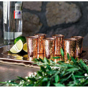 Ensemble de verres à boire en cuivre, petits gobelets en cuivre, verres à shot, articles de bar, tasses à boisson, vaisselle de service pour fêtes, maison, hôtel - Product Image 1