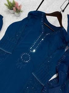 Premium Mal Chanderi Palazzo Suit Set for Women with Hand Mirror Work <b>Sequins</b> Embroidery and Organza Dupatta - Product Image 5