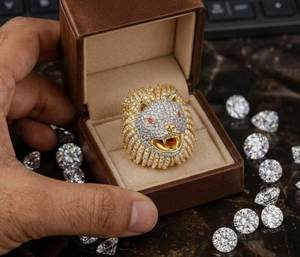 แหวนหัวสิงโตสุดหรู เงินแท้ 925 ประดับเพชรโมอิสซาไนต์ แหวนดีไซน์สัตว์สำหรับผู้ชาย สไตล์ฮิปฮอป ประดับเพชรเต็มวง ของขวัญเครื่องประดับ - Product Image 6