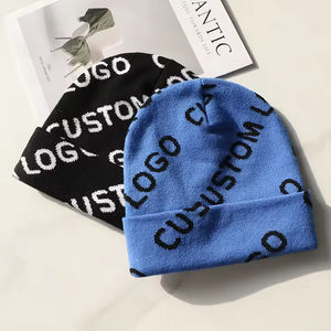 Gorros de Punto Cortos de Algodón en Varios Colores, Estilo Slouchy, para Invierno, con Borde, Estampado Digital, Unisex para Adultos - Product Image 1