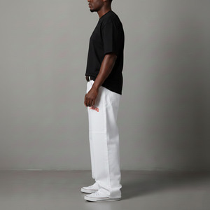 Jeans Rectos para Hombre, Tallas Grandes, Estilo Urbano, Color Blanco Sólido, Casuales, de Pierna Ancha, 100% Algodón, Pantalones de Mezclilla para Hombre, Personalizados OEM - Product Image 6