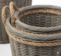 Stockage de panier naturel en rotin fait main indonésien de haute qualité avec corde Design unique élégant minimaliste