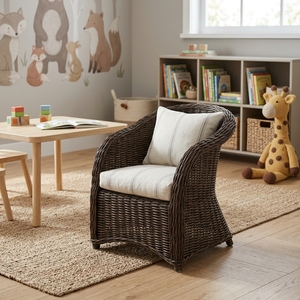 Fauteuils Enfant en Rotin Marron Rétro en Gros, Sièges pour Salle de Jeux, Panier de Crèche Adorable, Fauteuil Miniature Léger - Product Image 3
