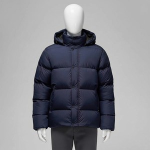 Men's Navy Blue Hooded Puffer Jacket Heavyweight Winter Insulated Snap Button Zip Up <b>Bubble</b> <b>Coat</b> Warm Outdoor Streetwear - Product Image 5