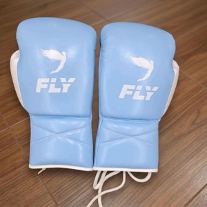 ถุงมือชกมวยสำหรับฝึกซ้อม รุ่น Professional Pro Fighting Fly สีน้ำเงินขาว หนังวัวแท้ สายรัดข้อมือปรับได้ รุ่น AI-BG-515 - Product Image 5