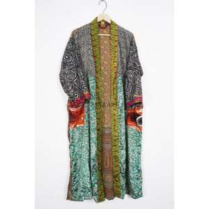 Kimono de Seda 100% de Lujo, Romántico, Suave, con Estampado Floral, Cuello en V y Cordón Ajustable para Mujer, Transpirable, para Dormir en Primavera, Verano y Otoño - Product Image 3