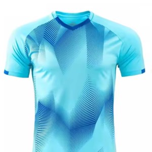 Conjunto de Camiseta de Fútbol Geométrica Azul para Hombre, Manga Corta, Poliéster que Absorbe la Humedad, Uniforme Deportivo para Todas las Temporadas - Product Image 4