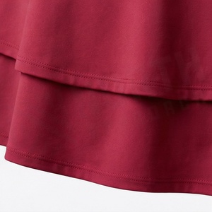 Jupe courte taille haute pour femme, style sportif, couleur unie, volants, rouge, polyester satiné 180g, style japonais, toutes saisons - Product Image 6