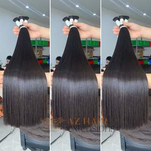 ผมต่อผมตรงกระดูกมันเงางามสุดๆสีดำ100% ผมเวียดนามดิบยังไม่ผ่านกระบวนการ - Product Image 1