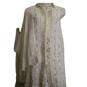Última Moda Clásica, Vestido de Boda/Fiesta con Corte en A para Mujer, Georgette con Bordado de Encaje y Lentejuelas 2023, Salwar Kameez India - Product Image 1