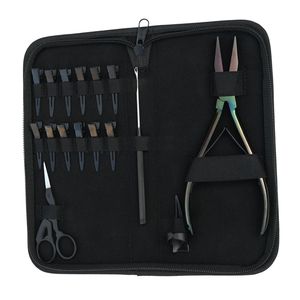 Complete Hair Extension <b>Kit</b> Crimping Plier Hair Pull Loop <b>Tool</b> <b>Mini</b> Scissor Hair Section Clips Professional Salon <b>Tools</b> - Product Image 5