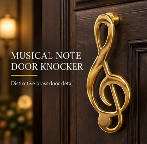 Timbre de Puerta con Diseño de Nota Musical en Clave de Sol Melódica, en Tono Dorado Pulido, Herraje Decorativo para Puertas de Entrada Únicas - Product Image 5
