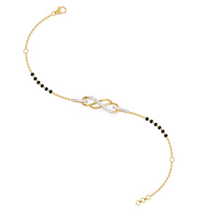 <b>Infinity</b> Twist Diamond <b>Bracelet</b> with Yellow Gold Chain and Black Stone Side Accent Design - Product Image 5