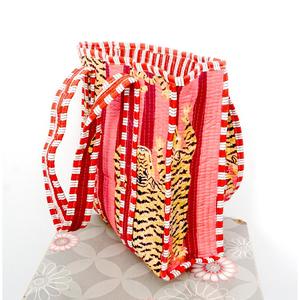 Bolso Tote de Algodón Bohemio de Alta Calidad para Mujer, Diseño con Paneles y Estampado de Tigre, Abierto por Arriba, para Compras de Verano, Marca WOODEN BLOCK CRAFT INDIA - Product Image 3