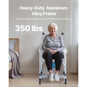 Sedia Comoda da Comodino 4-in-1 con Ruote, Capacità 159 kg, WC Portatile da Ospedale con Schienale Rialzato e Poggiapiedi - Product Image 5