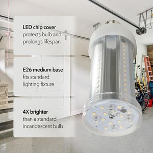 Lampadina LED a Pannocchia 25W Luce Diurna 5000K, Risparmio Energetico, Base E26, per Uso Interno in Garage, Officina, Magazzino - Product Image 3