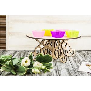 Support à gâteau en bois découpé au laser, écologique, rond, pour cupcakes, style shabby chic, décoration de mariage, présentoir à dessert pour fête - Product Image 1