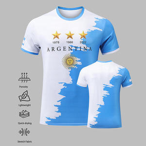 Camiseta de Fútbol para Fanáticos de Argentina, Impresión Digital, Manga Corta, Cuello Redondo, Secado Rápido, Transpirable, Personalizada, 100% Poliéster, 6XL - Product Image 1