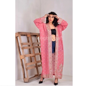 Vestido largo tipo kimono de seda con cuentas vintage y adornos modernos para mujer, estilo bohemio, de manga larga, para fiestas y uso en verano. - Product Image 1