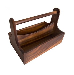 Rustic <b>wood</b> caddy organizer handmade wooden <b>storage</b> box kitchen utensil holder portable handle farmhouse decor - Product Image 4