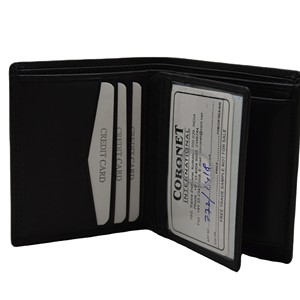 <b>Men's</b> Genuine Leather Bifold <b>Wallet</b> Minimalist Short Length Multi-Card Holder Fold Closure <b>Black</b> - Product Image 5