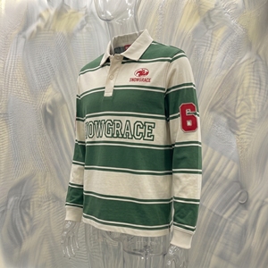 เสื้อโปโลแขนยาวลายทางสำหรับผู้ชาย Snowgrace ปักโลโก้ ระบายอากาศได้ดี ผ้าฝ้ายเจอร์ซีย์ ทรงปกติ - Product Image 4