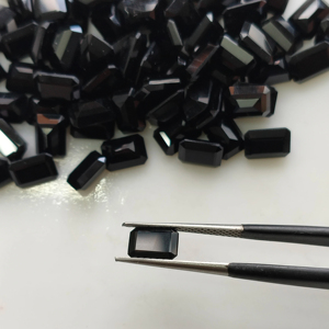 พลอยออนิกซ์สีดำธรรมชาติ 7x5 มม. ทรงแปดเหลี่ยม คุณภาพดีที่สุด พลอยหลวมสำหรับทำเครื่องประดับ ได้รับการรับรองจากเรดเมาน์เทน เจมส์ - Product Image 5